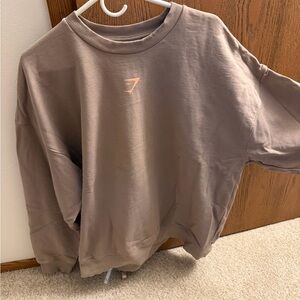 Gymshark Men's Crewneck Sweatshirt in Taupe with Pink Logo